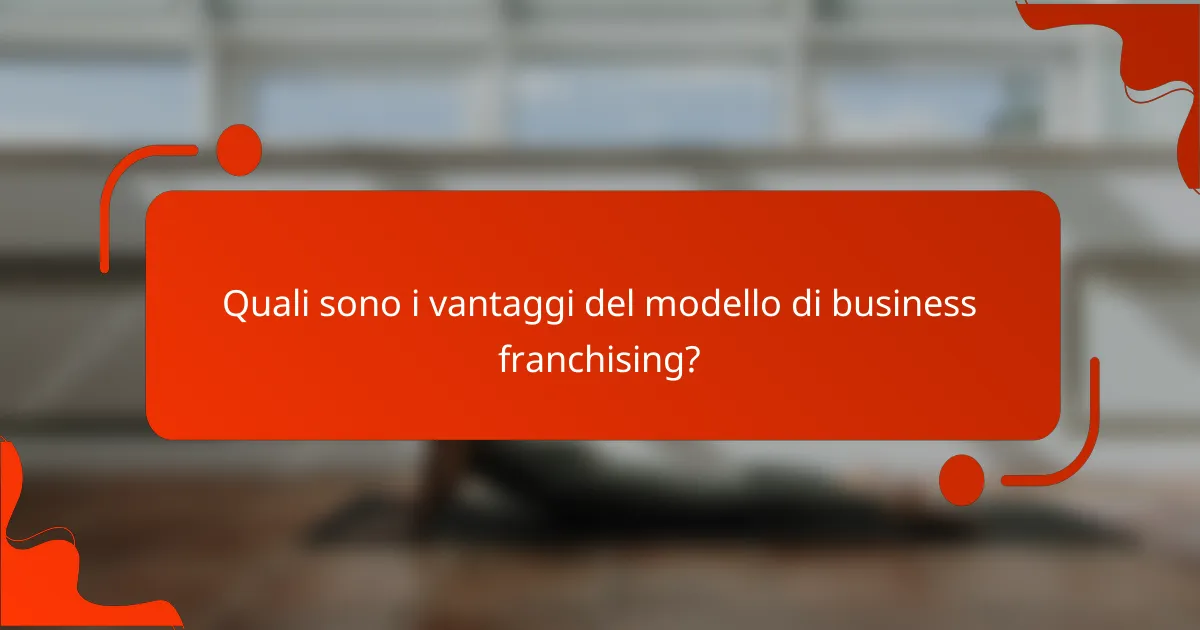 Quali sono i vantaggi del modello di business franchising?